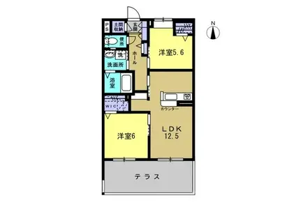 フレグラントコート(2LDK/1階)の間取り写真