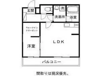 リバーコート清武(1LDK/1階)の間取り写真