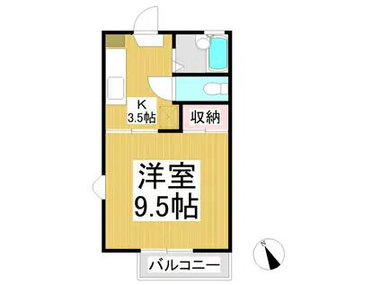 フレグランス七瀬II(1K/2階)の間取り写真