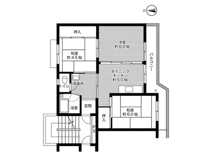 ビレッジハウス中桜田2号棟(3DK/5階)の間取り写真