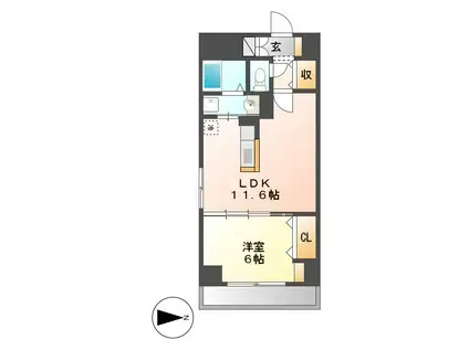 ノーブル徳川(1LDK/6階)の間取り写真