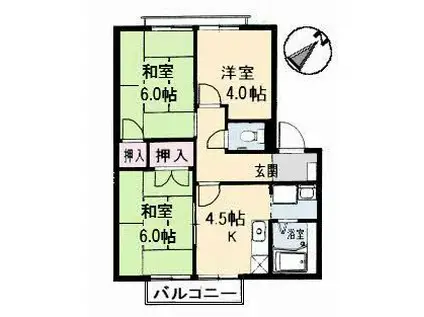 フレグランス邑久郷(3K/2階)の間取り写真