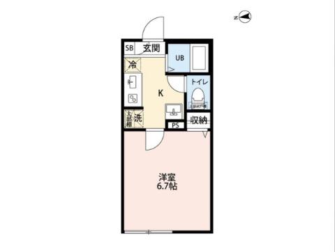エクセラン松戸II(1K/2階)の間取り写真