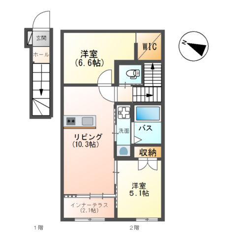 ラコッリーナ(2LDK/2階)の間取り写真