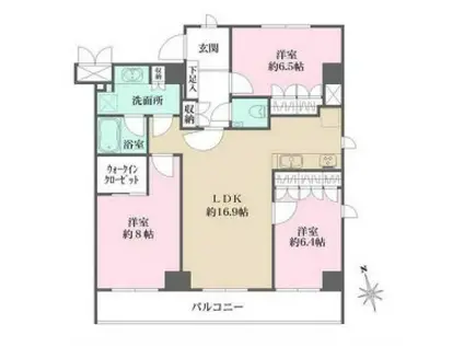 フィオレンテ田園調布(3LDK/1階)の間取り写真