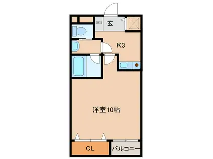 メゾン駅南(1K/2階)の間取り写真