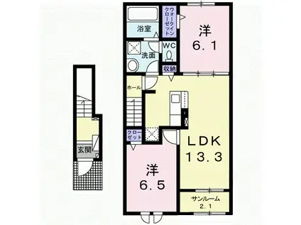 ホップV A(2LDK/2階)の間取り写真