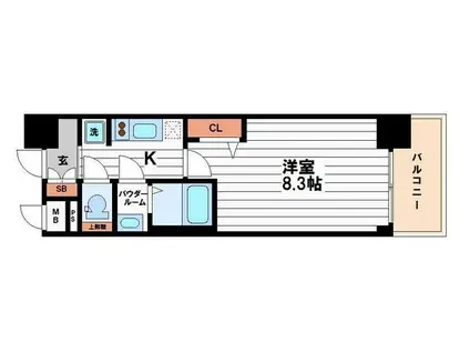 プレサンス心斎橋ソレイユ(1K/7階)の間取り写真