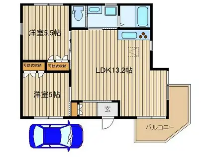 ソニフレア(2LDK/1階)の間取り写真