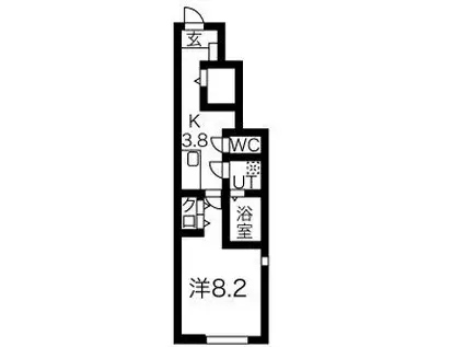SEESAW清水町(1K/1階)の間取り写真
