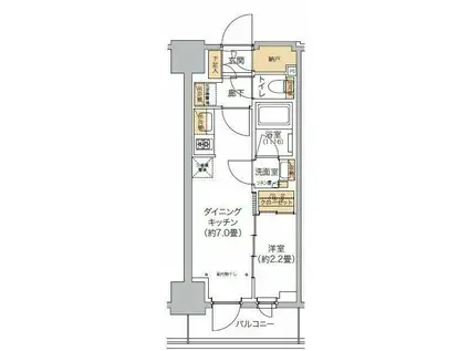 リビオメゾン西麻布(1DK/4階)の間取り写真