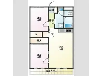 コートヴィラ(2LDK/3階)の間取り写真