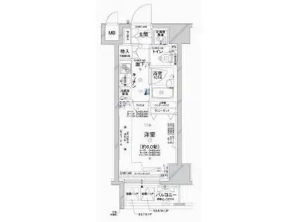 コンシェリア新橋(1K/9階)の間取り写真