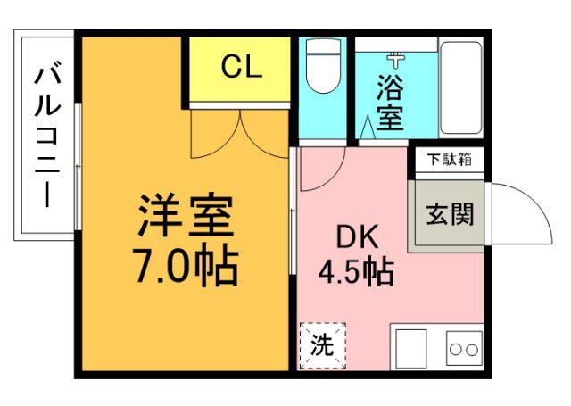 セジュール天水(1DK/1階)の間取り写真
