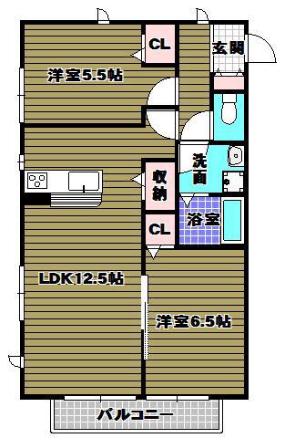 ハイムコンフォート(2LDK/2階)の間取り写真