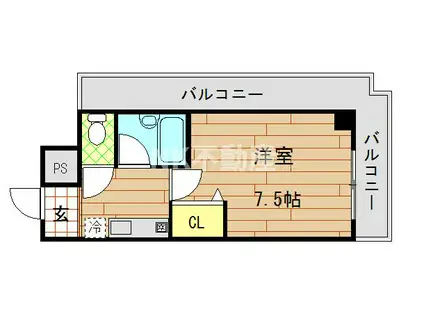 コートビュータワー(1K/4階)の間取り写真