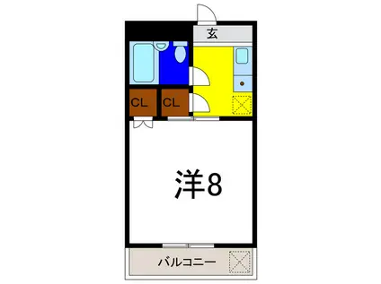 アンビロン(1K/2階)の間取り写真