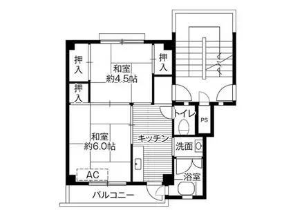 ビレッジハウス三田4号棟(2K/3階)の間取り写真