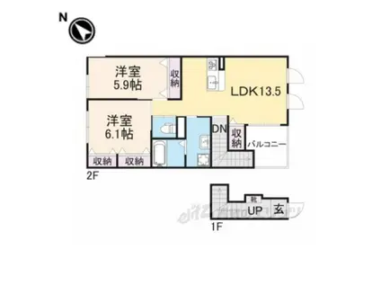 アジュールⅡ(2LDK/2階)の間取り写真