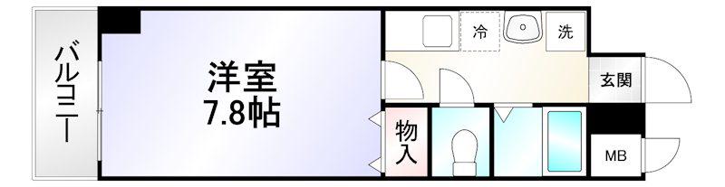 ジョイ北方(1K/4階)の間取り写真