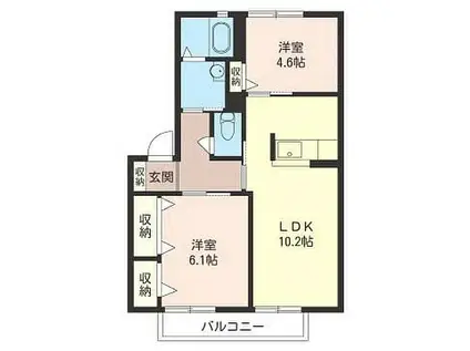 イーグル山手(2LDK/2階)の間取り写真