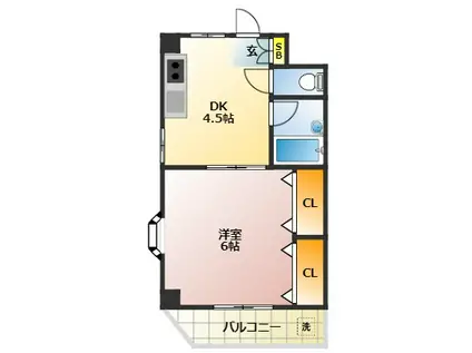 第2美和ハイツ(1DK/3階)の間取り写真