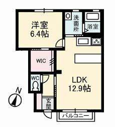 ベクエームMI(1LDK/1階)の間取り写真