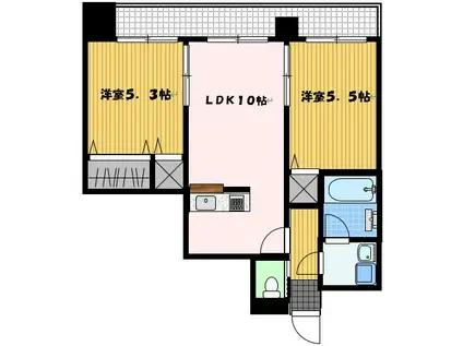 エススリーでじま(2LDK/9階)の間取り写真