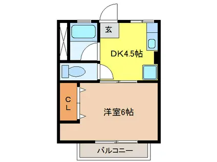 グリーンハイツ(1DK/2階)の間取り写真