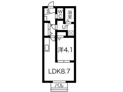 DANARS COURT向山(1LDK/1階)の間取り写真