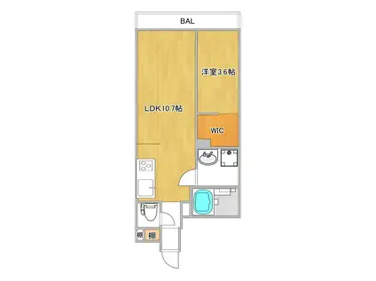 SーMOVE姫島パークサイド(1LDK/2階)の間取り写真