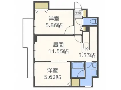 プレステージ福住西(2LDK/7階)の間取り写真