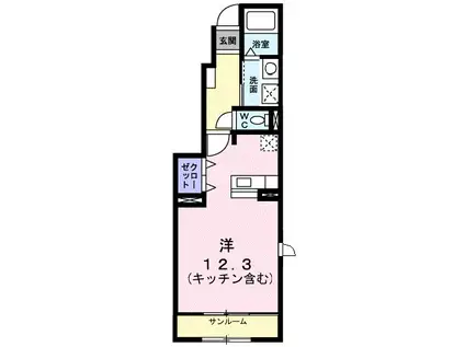 ヴィラノールG(ワンルーム/1階)の間取り写真