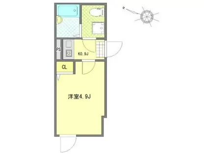 WELLBEING青砥I(1K/1階)の間取り写真