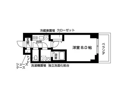 ドミールコート伏見桃山(1K/3階)の間取り写真