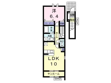 マーベラスガーデンハウス(1LDK/2階)の間取り写真