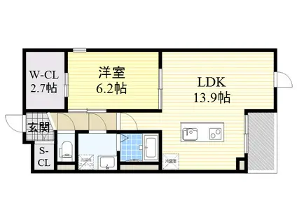 TRIBECA(1LDK/1階)の間取り写真
