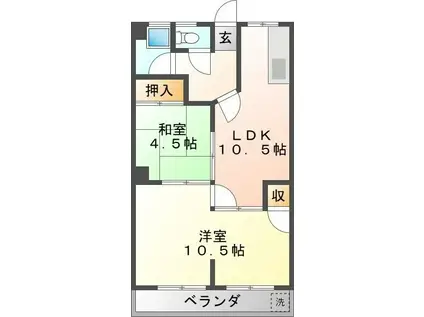 メゾン中洙(2DK/3階)の間取り写真