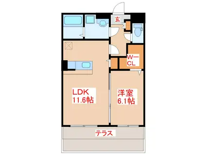 SUNRISE 田上(1LDK/1階)の間取り写真