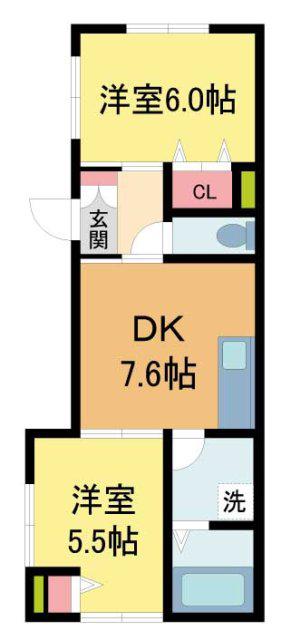 SKYE松浜町(2DK/1階)の間取り写真