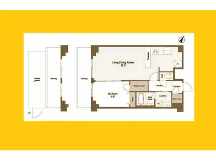 アソシエール大倉山(1LDK/3階)の間取り写真