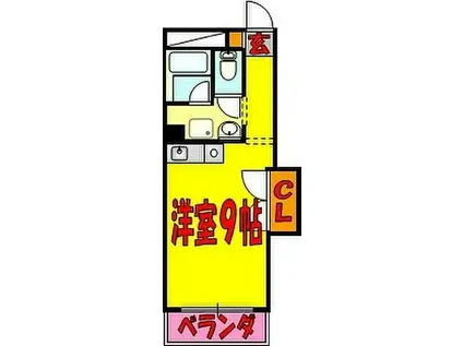 ダイコー代継橋(ワンルーム/3階)の間取り写真