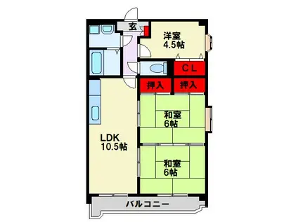 クレベール鷹の巣(3LDK/7階)の間取り写真