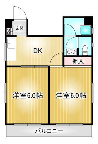 第101プロスパービル(2DK/5階)の間取り写真