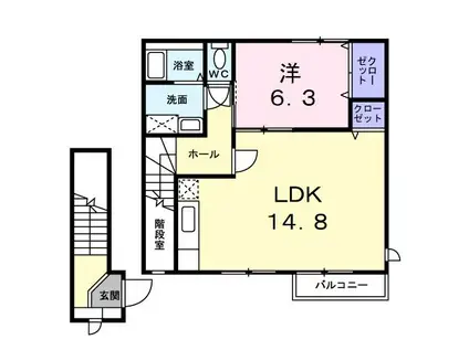 ストロベリーフィールズ(1LDK/2階)の間取り写真