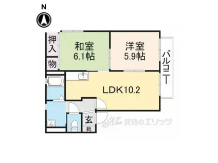 エルドラード五位堂(2LDK/2階)の間取り写真
