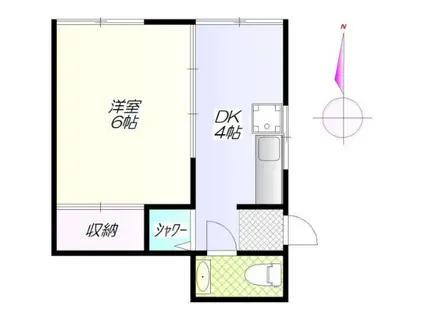 三股荘(1DK/2階)の間取り写真