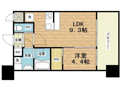 プレジオ難波EURO(1LDK/9階)の間取り写真