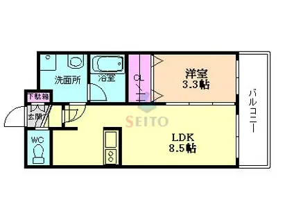 ウェルスクエア豊中服部(1LDK/3階)の間取り写真
