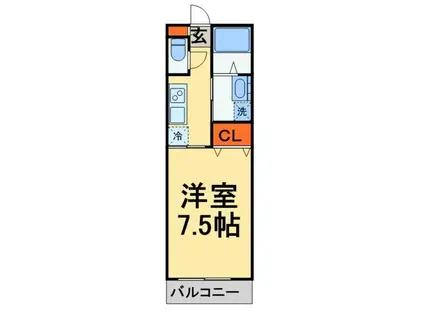 アンサンブル本八幡(1K/2階)の間取り写真